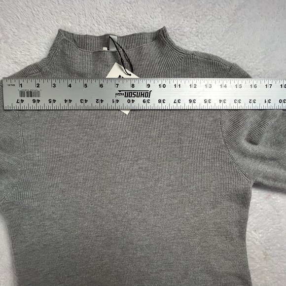 Anne Klein Womens Ribbed Knit Grey Heather Mock Neck Sweater Medium New $99 - Picture 5 of 7